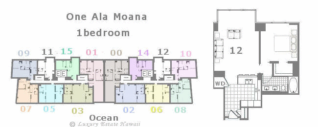 繝ｯ繝ｳ繧｢繝ｩ繝｢繧｢繝雁｣ｲ繧顔黄莉ｶ縲�髢灘叙繧雁峙縲�One Ala Moana  Floorplan